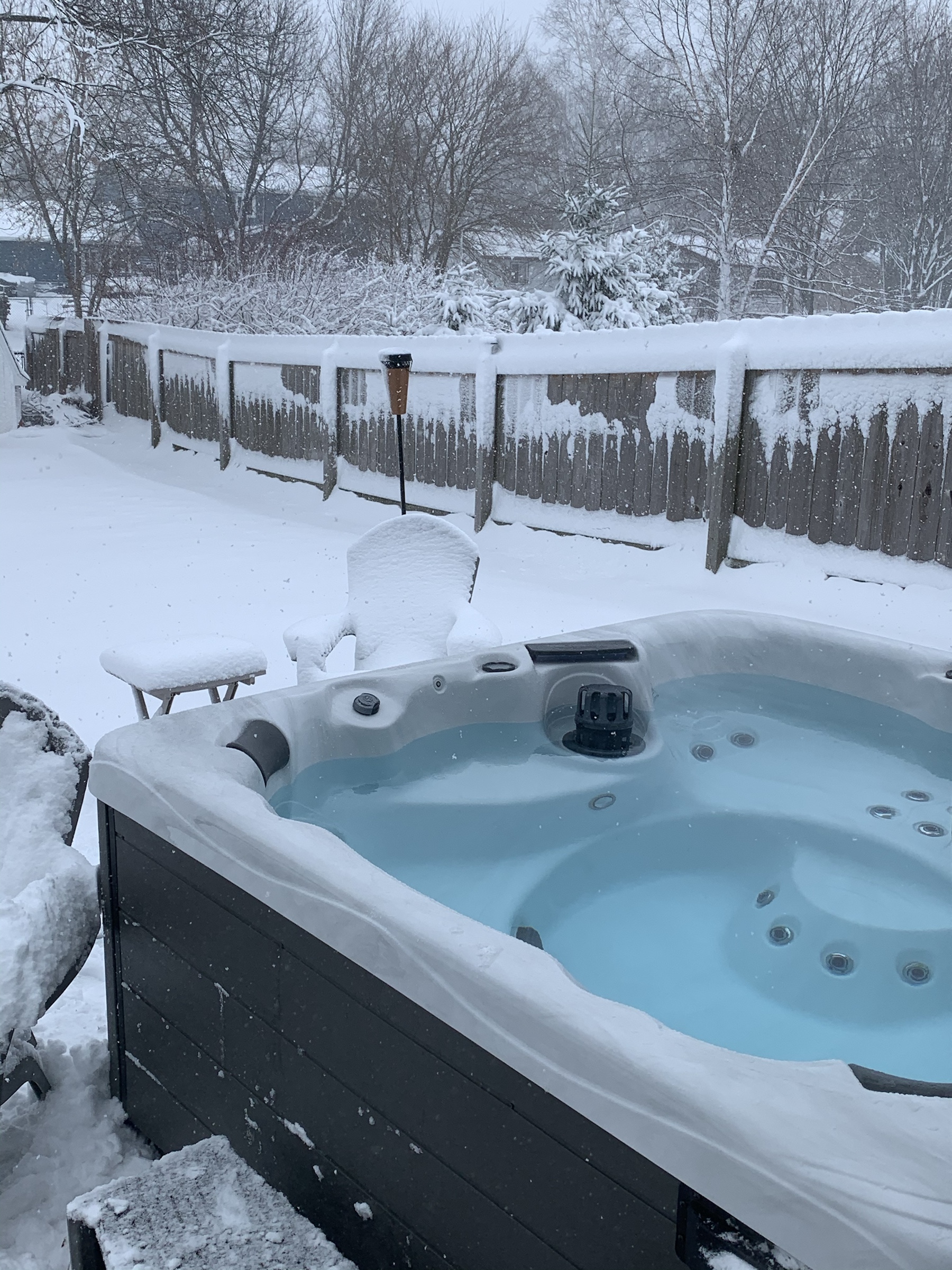 hot tub in snow