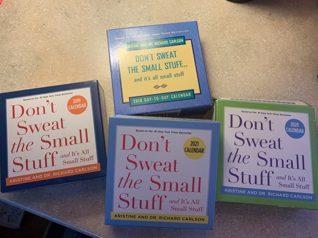 display of Don't Sweat the Small Stuff calendar collection